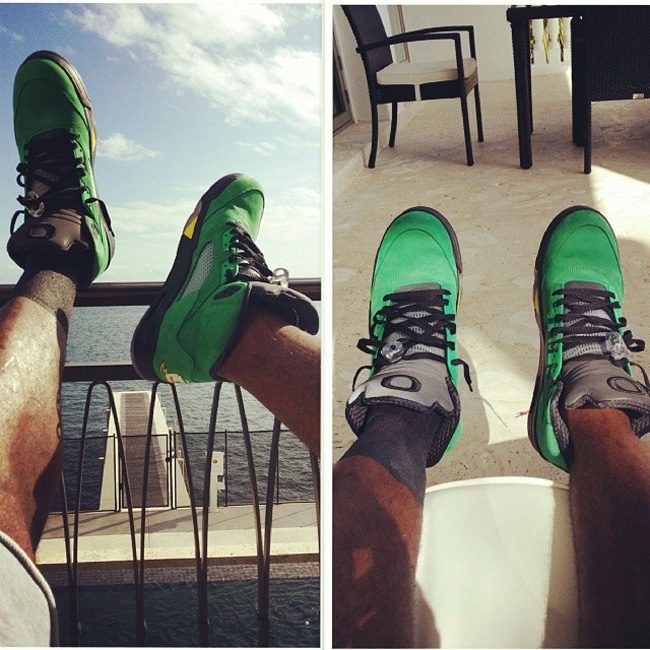 AJ5俄勒冈鸭子,AJ5发售,AJ5鸭子,Oregon Du AJ5俄勒冈鸭子发售日期 詹姆斯晒出 Air Jordan 5 "Oregon Ducks" 上脚图