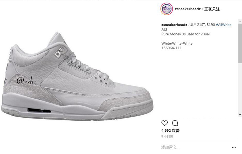 Air Jordan 3,Triple White,AJ3, 七月登场!纯白 Air Jordan 3 “Triple White” 即将回归 Air Jordan 3,Triple White,AJ3, 七月登场!纯白 Air Jordan 3 “Triple White” 即将回归