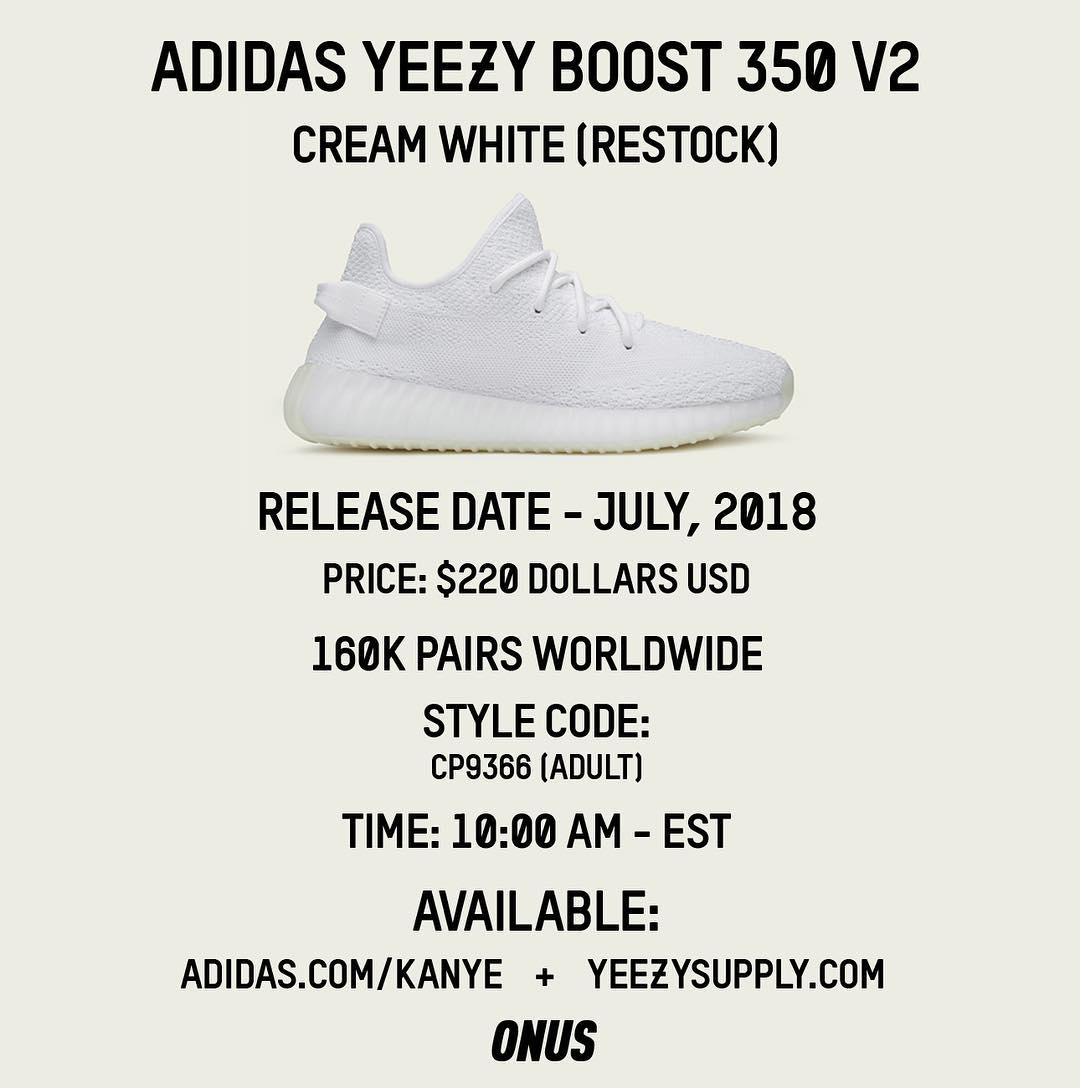 Yeezy 350 V2,CP9366 货量信息首次曝光!纯白 Yeezy 350 V2 七月再次发售 Yeezy 350 V2,CP9366 货量信息首次曝光!纯白 Yeezy 350 V2 七月再次发售