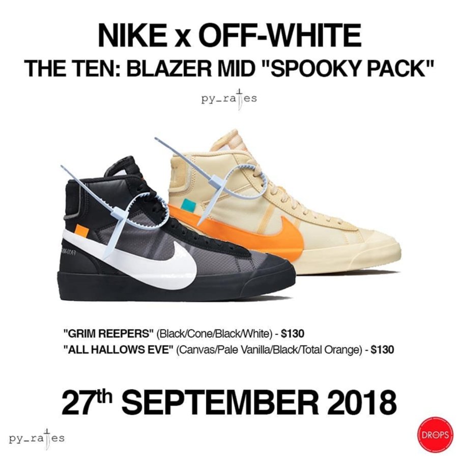 OFF-WHITE,Nike,Blazer Mid,发售 发售推迟!两双万圣节主题 OW x Blazer Mid 均将于 9 月 27 日发售 OFF-WHITE,Nike,Blazer Mid,发售 发售推迟!两双万圣节主题 OW x Blazer Mid 均将于 9 月 27 日发售