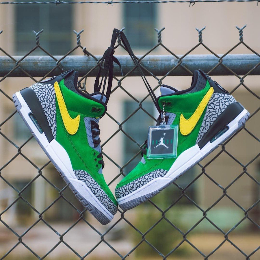 AJ3,AirJordan3,发售,Oregon Ducks 鞋王塔克何时上脚?俄勒冈鸭队 Air Jordan 3 PE 实物太帅了 AJ3,AirJordan3,发售,Oregon Ducks 鞋王塔克何时上脚?俄勒冈鸭队 Air Jordan 3 PE 实物太帅了