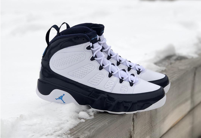 Air Jordan 9,UNC,302370-145 亮眼漆皮 + UNC 元素!Air Jordan 9 “UNC”最新实物曝光 Air Jordan 9,UNC,302370-145 亮眼漆皮 + UNC 元素!Air Jordan 9 “UNC”最新实物曝光