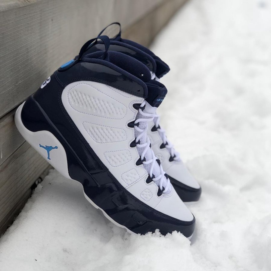 Air Jordan 9,UNC,302370-145 亮眼漆皮 + UNC 元素!Air Jordan 9 “UNC”最新实物曝光 Air Jordan 9,UNC,302370-145 亮眼漆皮 + UNC 元素!Air Jordan 9 “UNC”最新实物曝光