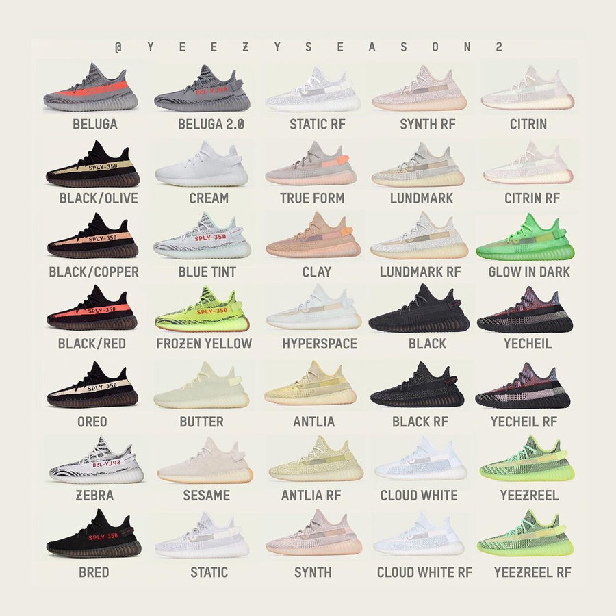 Yeezy 350,Yeezy 一张图看明白!一共到底有多少款 Yeezy 350 V2? Yeezy 350,Yeezy 一张图看明白!一共到底有多少款 Yeezy 350 V2?