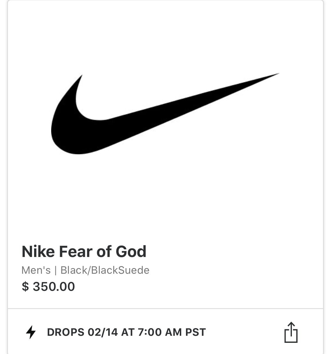 Nike,Fear of God 1,Air Fear of 纯黑 Air Fear of God 1 确定发售!情人节当天登场 Nike,Fear of God 1,Air Fear of 纯黑 Air Fear of God 1 确定发售!情人节当天登场