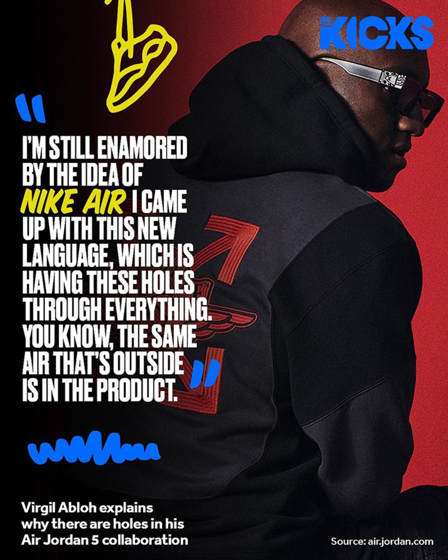 OFF-WHITE,AJ,AJ5,Air Jordan 5, Virgil 亲自揭秘 OW x AJ5 设计灵感!本周发售! OFF-WHITE,AJ,AJ5,Air Jordan 5, Virgil 亲自揭秘 OW x AJ5 设计灵感!本周发售!