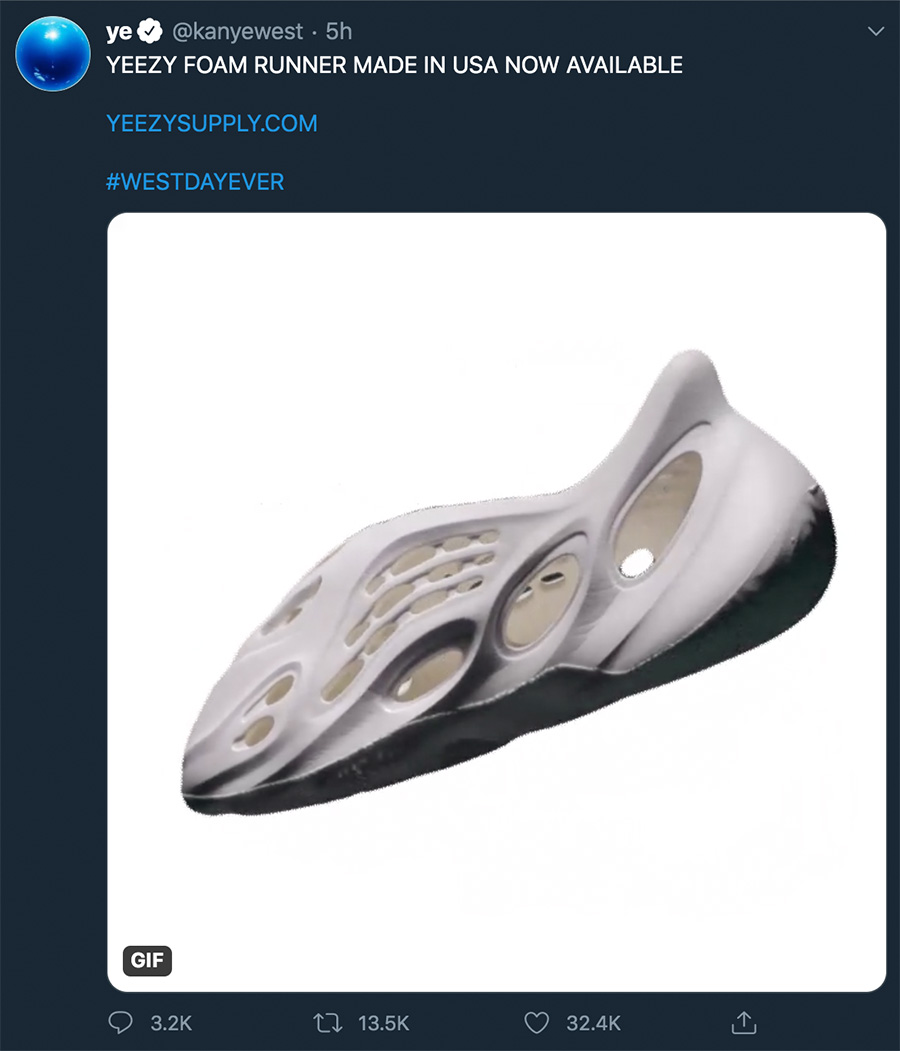 Yeezy Foam Runner,Foam Runner, Foam Runner Yeezy 洞洞鞋突袭发售!美国制造,官网上架 Yeezy Foam Runner,Foam Runner, Foam Runner Yeezy 洞洞鞋突袭发售!美国制造,官网上架