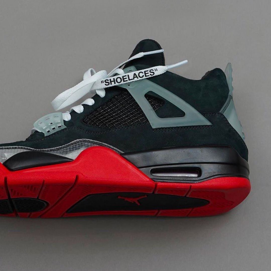 OFF-WHITE,Air Jordan 4,Bred,发售 黑红 OFF-WHITE x Air Jordan 4 实物首度曝光!下月发售! OFF-WHITE,Air Jordan 4,Bred,发售 黑红 OFF-WHITE x Air Jordan 4 实物首度曝光!下月发售!