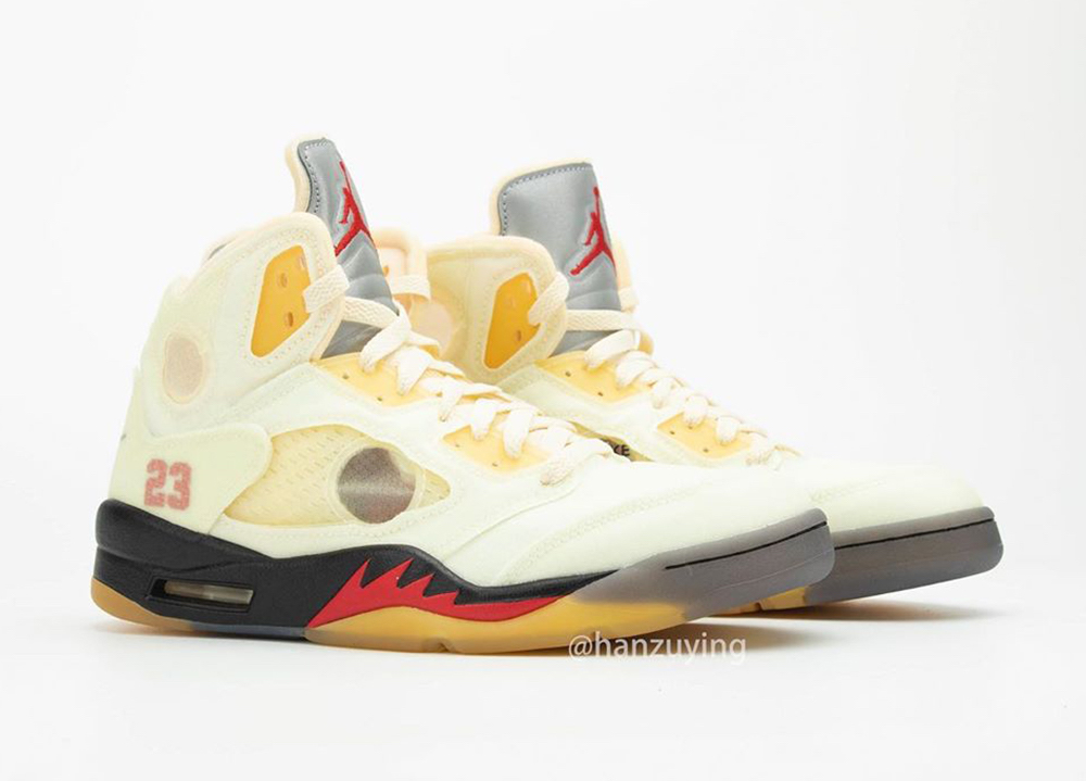 OFF-WHITE,Air Jordan 5,Sail,DH 新配色 OW x AJ5 “Sail”实物及上脚美图释出!年底登场! OFF-WHITE,Air Jordan 5,Sail,DH 新配色 OW x AJ5 “Sail”实物及上脚美图释出!年底登场!