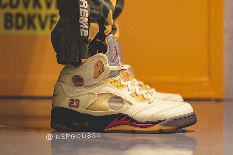 Air Jordan,AJ5,OFF-WHITE,Sail 最新上脚照曝光!流川枫 OFF-WHITE x Air Jordan 5 即将面世! Air Jordan,AJ5,OFF-WHITE,Sail 最新上脚照曝光!流川枫 OFF-WHITE x Air Jordan 5 即将面世!