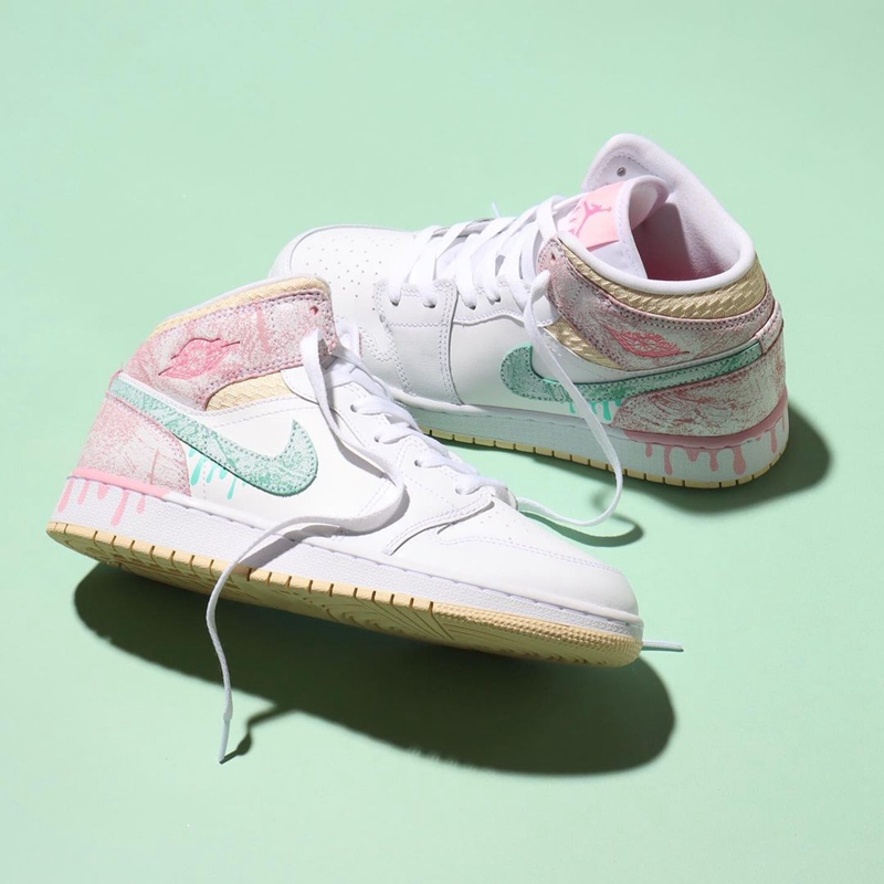 AJ,AJ1,Air Jordan 1 Mid SE,GS, 粉嫩冰激凌造型!全新 AJ1 Mid 实物图曝光!这颜值你爱了吗? AJ,AJ1,Air Jordan 1 Mid SE,GS, 粉嫩冰激凌造型!全新 AJ1 Mid 实物图曝光!这颜值你爱了吗?
