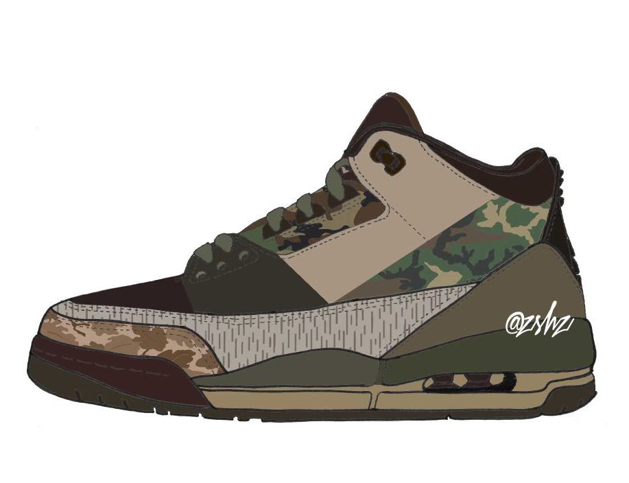AJ3,Air Jordan 3,Camo 多种「迷彩」细节点缀!全新配色 AJ3 你打几分? AJ3,Air Jordan 3,Camo 多种「迷彩」细节点缀!全新配色 AJ3 你打几分?