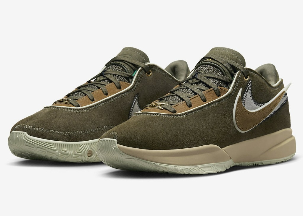 Nike,LeBron 20,Olive Suede,DV1 又一双「皮质 LBJ20」新配色曝光!发售信息也有了! Nike,LeBron 20,Olive Suede,DV1 又一双「皮质 LBJ20」新配色曝光!发售信息也有了!