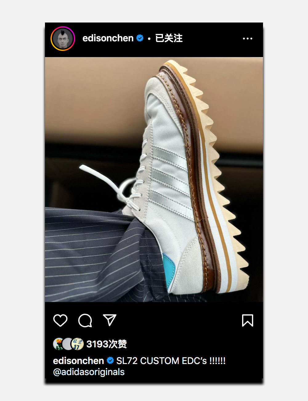 CLOT,adidas Originals,陈冠希,SL72 冠希突然曝光了一双新鞋!是这个鞋型… CLOT,adidas Originals,陈冠希,SL72 冠希突然曝光了一双新鞋!是这个鞋型…