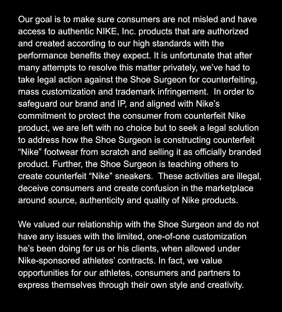 Nike,THE SURGEON 后续来了!「著名定制团队」正式回应 Nike 天价索赔! Nike,THE SURGEON 后续来了!「著名定制团队」正式回应 Nike 天价索赔!