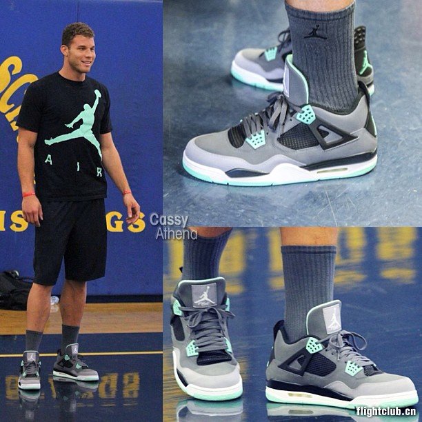 air jordan 4,aj4,上脚,格里芬 格里芬上脚AJ4荧光绿308497-033 格里芬上脚 AIR JORDAN 4 ＂Green Glow＂