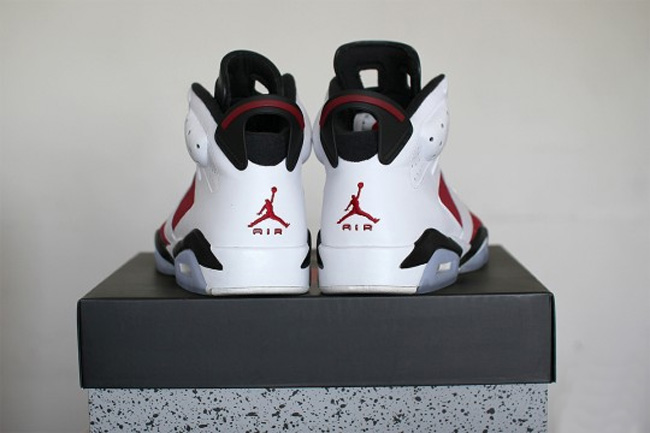 aj6 AJ6发售日期2014年 2014 复刻款 Air Jordan 6 ＂Carmine＂ 胭脂红实物图片