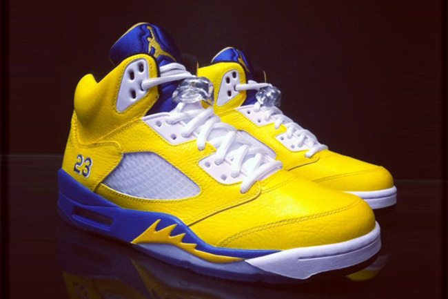 AJ5定制球鞋 AJ5定制球鞋 Air Jordan 5 ＂翻转蓝尼＂ 定制球鞋欣赏