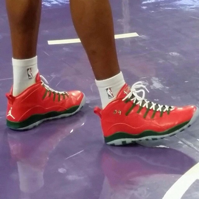 Air Jordan 10 PE Ray Allen PE 雷阿伦圣诞大战上脚 Air Jordan 10 PE ＂Christmas＂