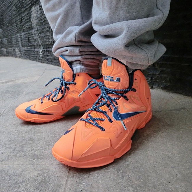 LeBron 11 Hardwood Classic,LBJ LBJ11 626374-800 LeBron 11 ＂Hardwood Classic＂ 上脚实拍