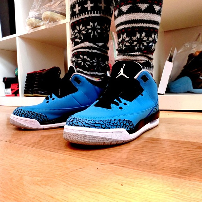 398614-406,AJ3 2014发售,AJ3,AJ3粉 AJ3粉末蓝398614-406 Air Jordan 3 ＂Powder Blue＂ 上脚实拍