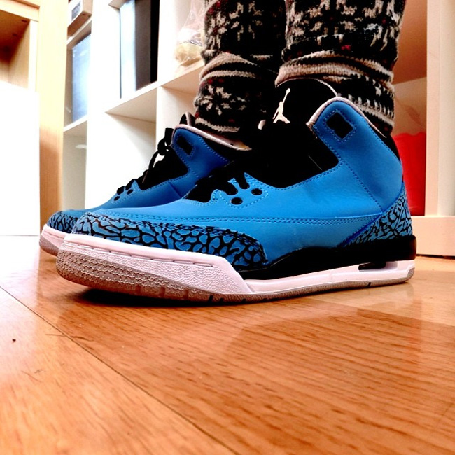 398614-406,AJ3 2014发售,AJ3,AJ3粉 AJ3粉末蓝398614-406 Air Jordan 3 ＂Powder Blue＂ 上脚实拍