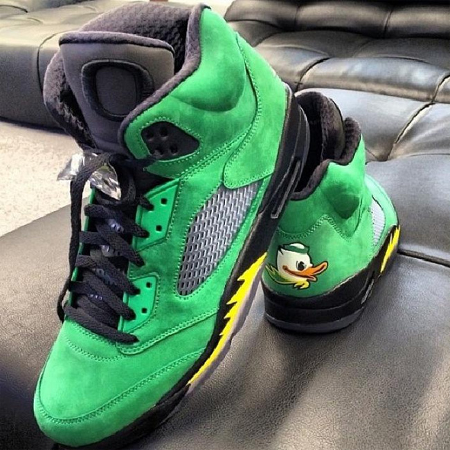 AJ5俄勒冈鸭子,Oregon Ducks 俄勒冈鸭子配色 俄勒冈鸭子 Air Jordan 5 ＂Oregon Ducks＂ 网图大集合