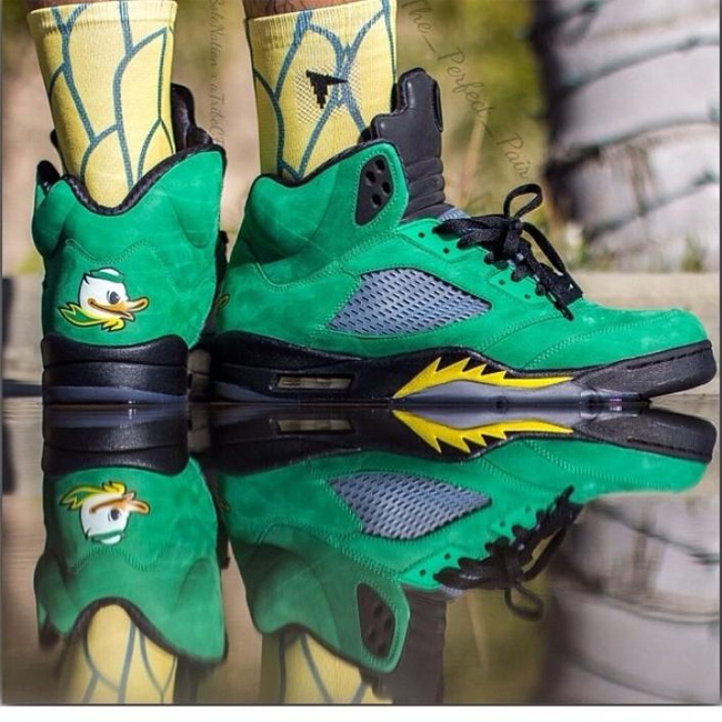 AJ5俄勒冈鸭子,Oregon Ducks 俄勒冈鸭子配色 俄勒冈鸭子 Air Jordan 5 ＂Oregon Ducks＂ 网图大集合
