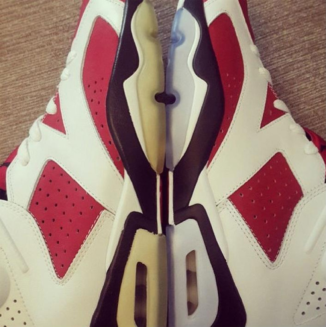 AJ6胭脂红,AJ6 AJ6胭脂红384664-160 2008 vs 2014，Air Jordan 6 ＂Carmine＂ 新老版本对比