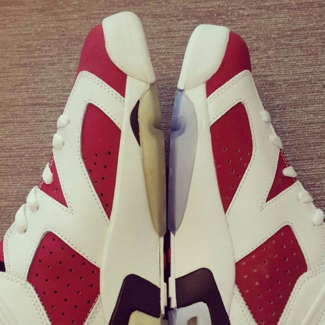 AJ6胭脂红,AJ6 AJ6胭脂红384664-160 2008 vs 2014，Air Jordan 6 ＂Carmine＂ 新老版本对比