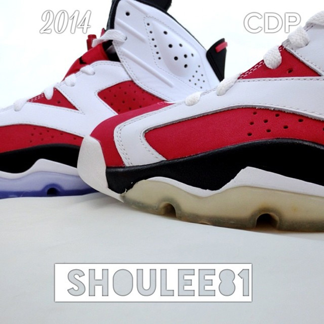 CDP,2014,Air,Jordan,Carmine,新老 AJ6胭脂红384664-160 CDP vs 2014，Air Jordan 6 ＂Carmine＂ 新老版本对比