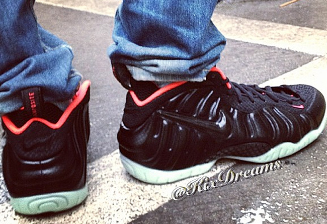 616750-001,黑粉椰子泡,Foamposite Pr 黑粉椰子泡616750-001 Nike Air Foamposite Pro ＂Yeezy＂ 上脚实拍