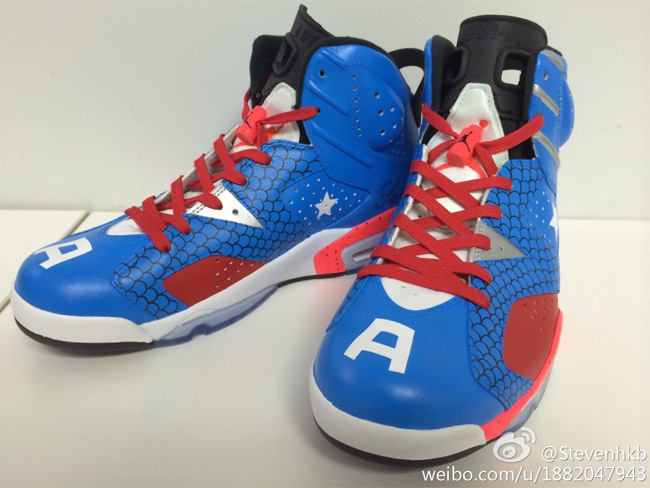 AJ6,Air Jordan 6,球鞋定制 AJ6球鞋定制 Air Jordan 6 ＂Captain America＂ 个人定制款欣赏