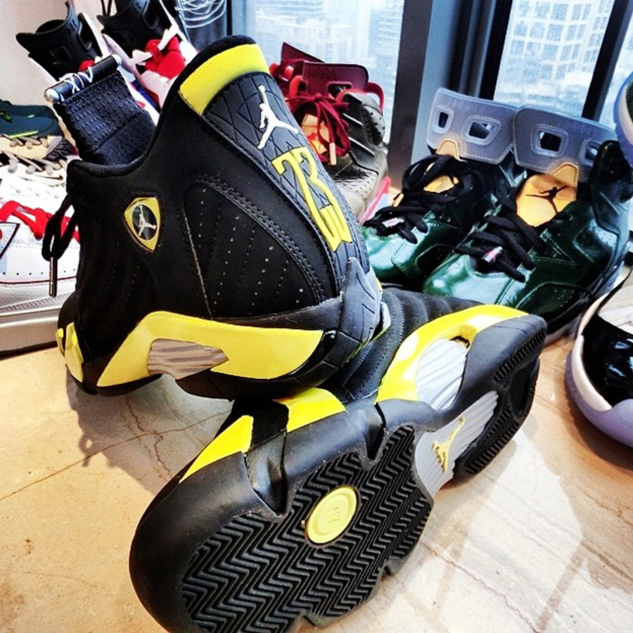 AJ14,Air Jordan 14,487471-070 AJ14雷公487471-070 Air Jordan 14 ＂Thunder＂ 上脚实拍 & 细节展示