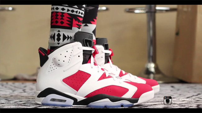 384664-160,AJ6,Air Jordan 6 AJ6胭脂红384664-160 【视频】Air Jordan 6 ＂Carmine＂ 胭脂红上脚实拍