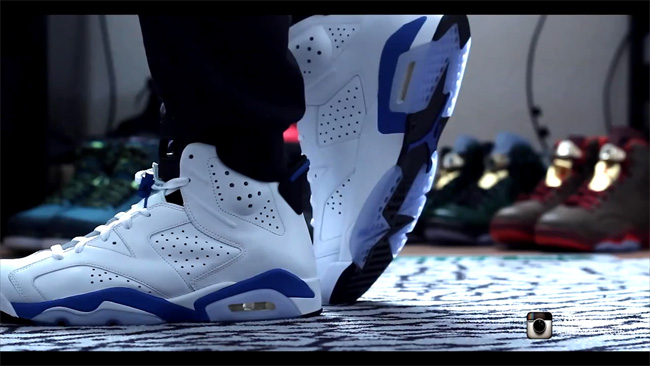 AJ6,AJ6运动蓝,Air Jordan 6,384664 AJ6运动蓝384664-107 【视频】Air Jordan 6 ＂Sport Blue＂ 上脚实拍