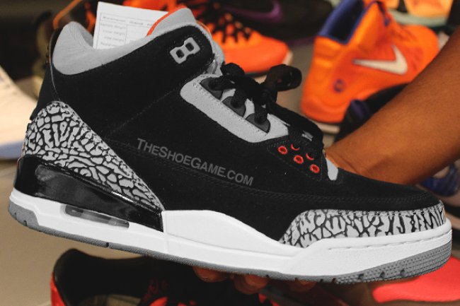 AJ3,Air Jordan 3 AJ3 Black Cement Air Jordan 3 黑水泥牛巴革版本实物曝光
