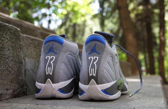 487471-004,AJ14,Air Jordan 14 487471-004AJ14灰狼运动蓝 Air Jordan 14 “Wolf Grey” 实物图赏