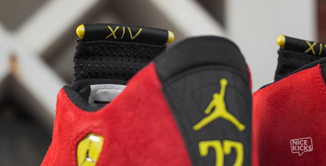 654459-670,AJ14,Air Jordan 14 654459-670AJ14法拉利红麂皮 Air Jordan 14 “Ferrari” 高清美图