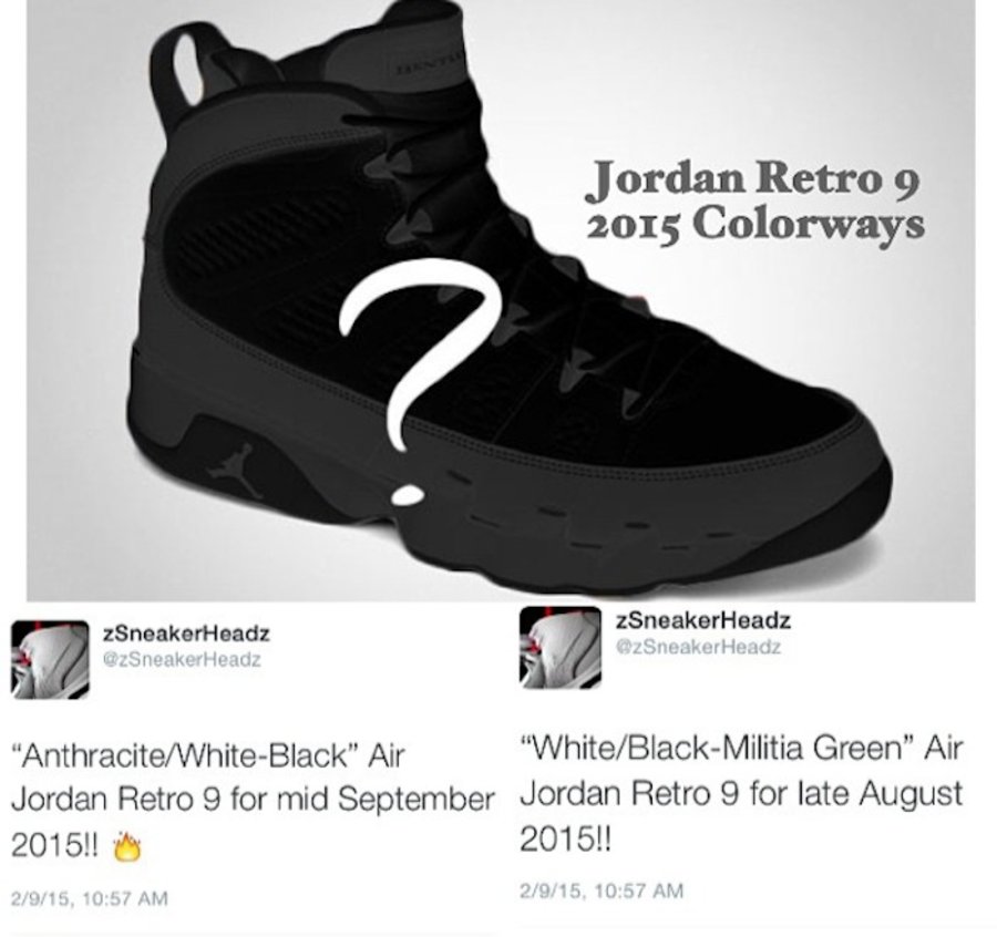 AJ9,Air Jordan 9 AJ9 两款 Air Jordan 9 确定将在 2015 年回归
