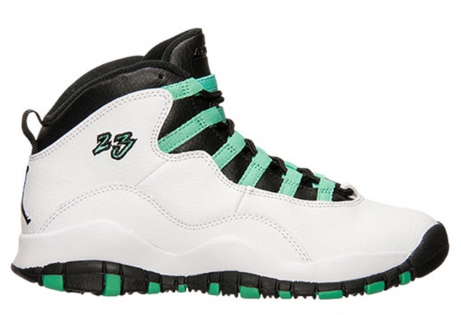 女生专属白/薄荷绿/黑色 705180-118AJ10 Air Jordan 10 GS “Bleached Turquoise” 发售信息