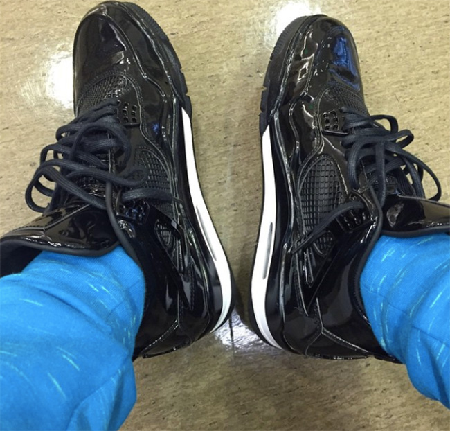 11Lab4,AJ4,Air Jordan 4 719864-010AJ4 内特罗宾逊上脚 Air Jordan 11Lab4 ＂Black＂ 黑色漆皮