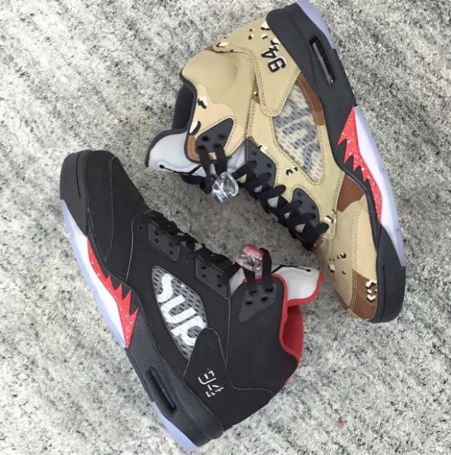 824371-001,AJ5,Air Jordan 5,Su 824371-001AJ5 Supreme x Air Jordan 5 “Black” 实物新图