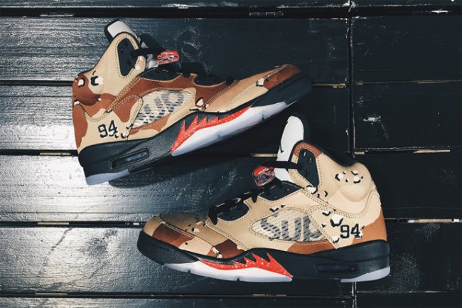 824371-201,AJ5,Air Jordan 5,Su 824371-201AJ5 Supreme x Air Jordan 5 “Camo” 高清实物图赏