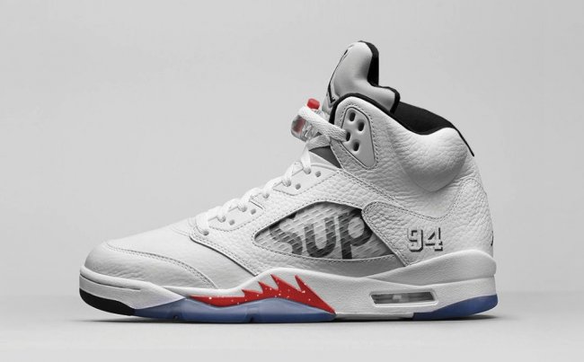 AJ5,Air Jordan 5,Supreme AJ5联名 Supreme x Air Jordan 5 “White” 清晰实物曝光