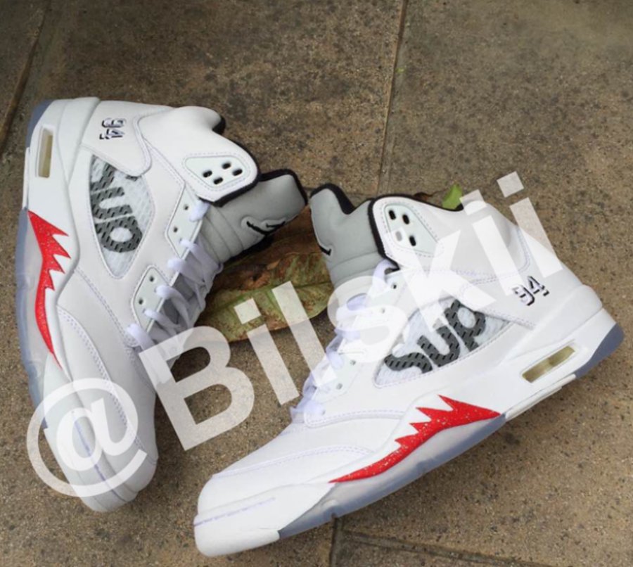 AJ5,Air Jordan 5,Supreme AJ5联名 Supreme x Air Jordan 5 “White” 清晰实物曝光