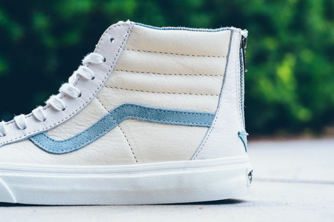 VANS Sk8-Hi Zip CA,VANS 头层牛皮小羊皮 VANS Sk8-Hi Zip CA 白浅蓝新色发售