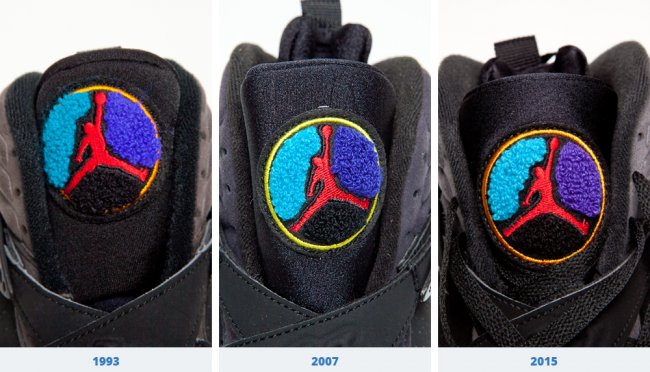 305381-025,AJ8,Air Jordan 8 305381-025AJ8水鬼 93/07/15，历史三款 Air Jordan 8 “Aqua” 实物对比