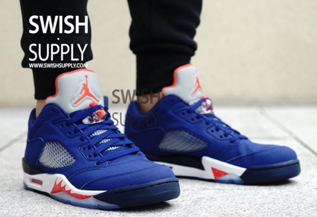 819171-417,AJ5,Air Jordan 5 819171-417AJ5低帮 纽约尼克斯 Air Jordan 5 Low “Knicks” 上脚实拍