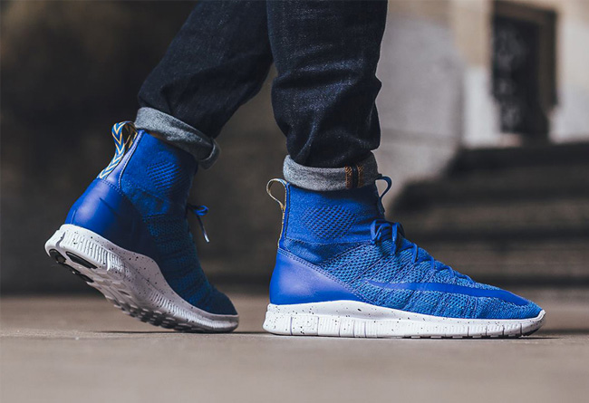 805554-400,Mercurial Superfly, 805554-400 Nike Free Flyknit Mercurial Superfly “Royal” 新色上脚实拍